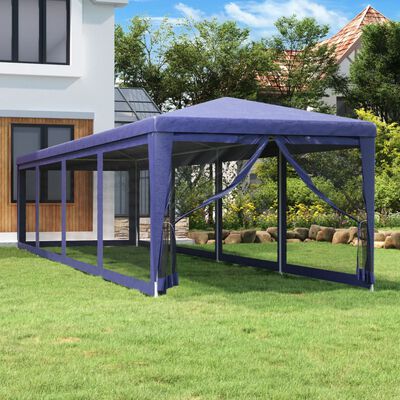 vidaXL Párty stan s 10 sieťkovanými bočnými stenami modrý 3x12 m HDPE