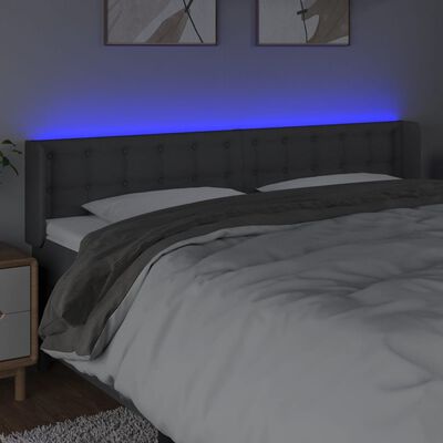 vidaXL Čelo postele s LED tmavosivé 203x16x78/88 cm látka