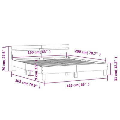 vidaXL Posteľný rám s čelom betónovo sivý 160x200 cm kompozitné drevo