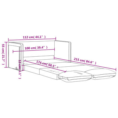 vidaXL Podlahová rozkladacia pohovka 2 v 1 čierna 112x174x55 cm látka