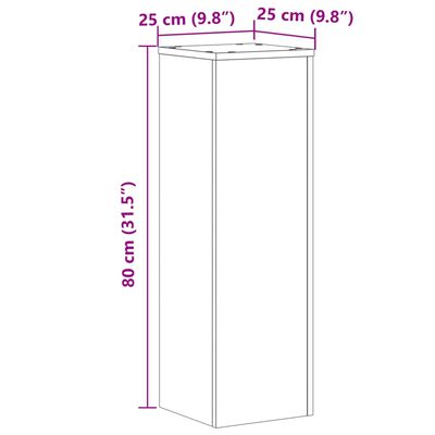 vidaXL Stojany na rastliny 2 ks hnedý dub 25x25x80 cm kompozitné drevo