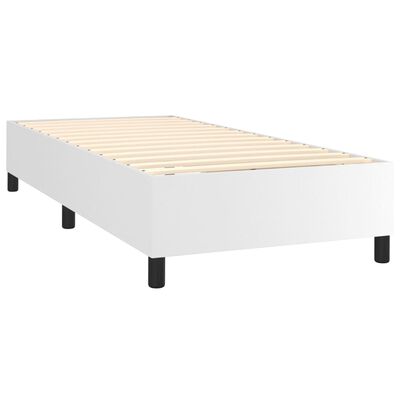 vidaXL Boxspring posteľ s matracom a LED biela 80x200 cm umelá koža