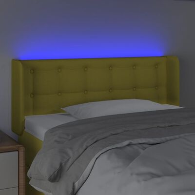 vidaXL Čelo postele s LED zelené 93x16x78/88 cm látka