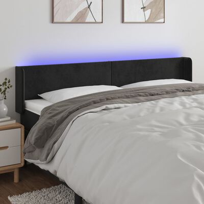 vidaXL Čelo postele s LED čierne 183x16x78/88 cm zamat