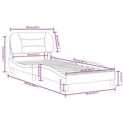 vidaXL Posteľný rám s LED svetlami, čierny 90x200 cm, umelá koža