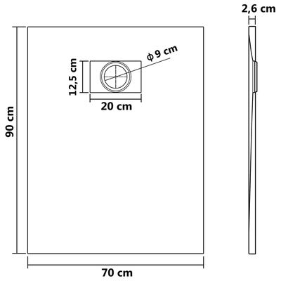 vidaXL Sprchová vanička SMC hnedá 90x70 cm