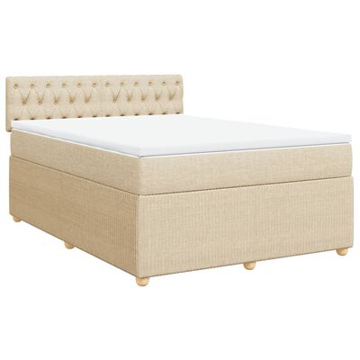 vidaXL Boxspring posteľ s matracom krémový 140x190 cm látka