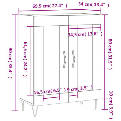 vidaXL Komoda lesklá biela 69,5x34x90 cm spracované drevo