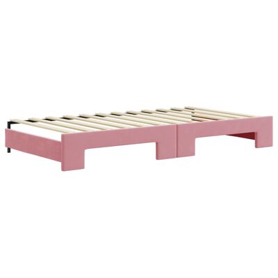 vidaXL Denná posteľ s rozkladacou posteľou ružová 100x200 cm zamat