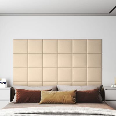 vidaXL Nástenné panely 12 ks krémové 30x30 cm látkové 1,08 m²