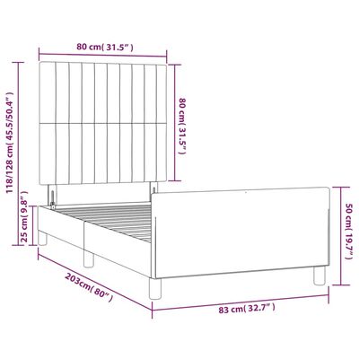 vidaXL Rám postele s čelom tmavozelený 80x200 cm zamat