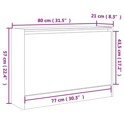 vidaXL Botník sivý dub sonoma 80x21x57 cm kompozitné drevo