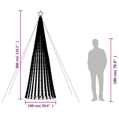 vidaXL Vianočný stromček svetelný kužeľ 688 LED farebný 300 cm