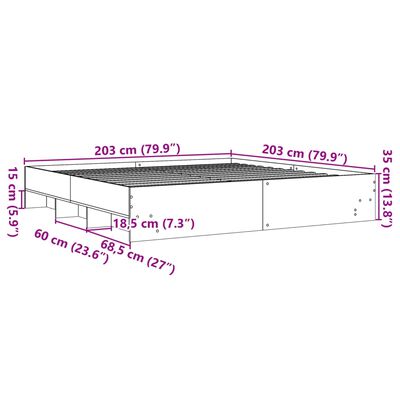 vidaXL Posteľný rám dub sonoma 200x200 cm kompozitné drevo