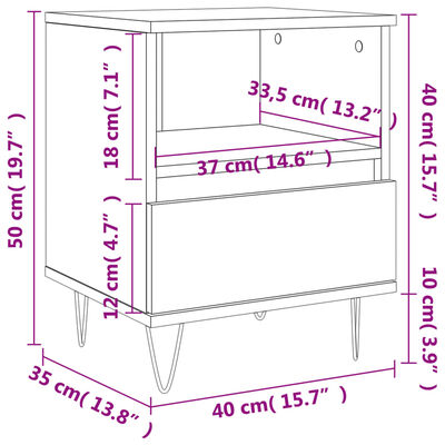 vidaXL Nočné stolíky 2 ks dymový dub 40x35x50 cm kompozitné drevo