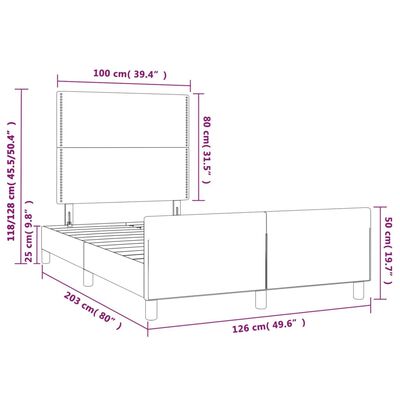 vidaXL Posteľný rám s čelom bledosivý 120x200 cm látka