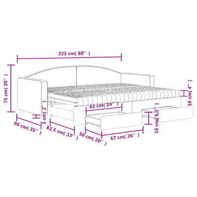 vidaXL Rozkladacia denná posteľ so zásuvkami krémová 80x200 cm látka