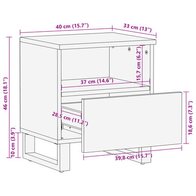 vidaXL Nočné stolíky 2 ks 40x34x46 cm masívne recyklované drevo