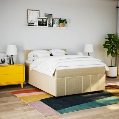 vidaXL Boxspring posteľ s matracom krémový 140x190 cm látka