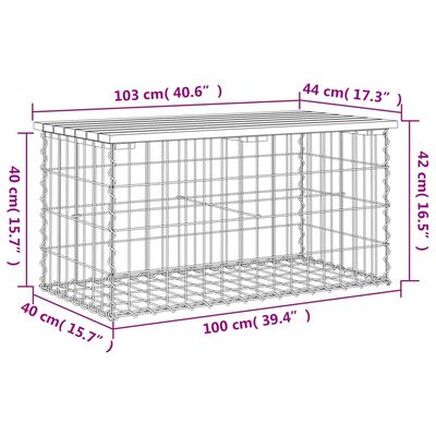 vidaXL Záhradná lavička gabiónový dizajn 103x44x42 cm impreg. borovica