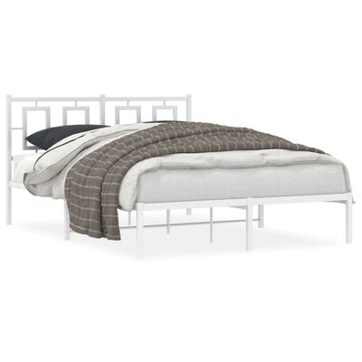 vidaXL Kovový rám postele s čelom biely 140x200 cm