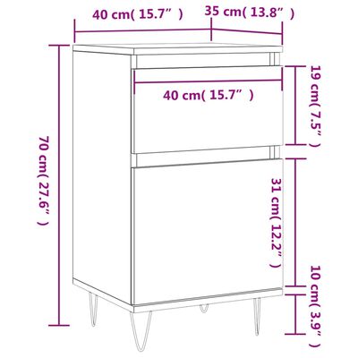 vidaXL Komody 2 ks betónovo sivé 40x35x70 cm kompozitné drevo