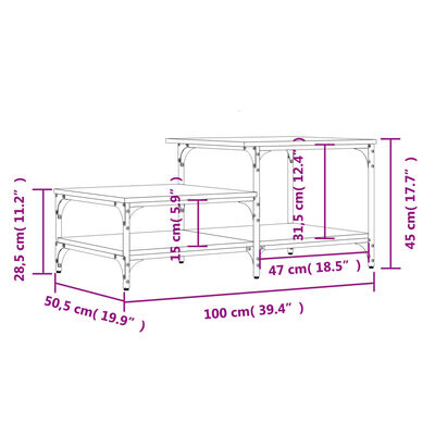 vidaXL Konferenčný stolík dub sonoma 100x50,5x45 cm kompozitné drevo