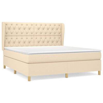 vidaXL Posteľný rám boxspring s matracom krémový 160x200 cm látka