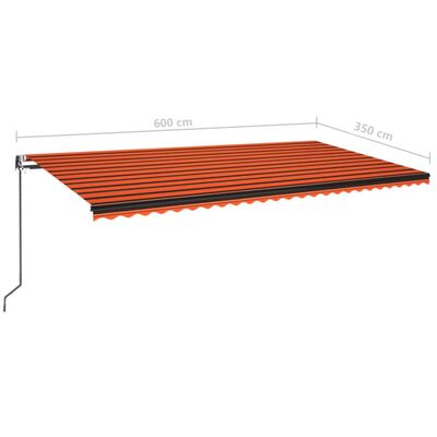 vidaXL Automaticky zaťahovacia markíza 600x350 cm oranžová a hnedá