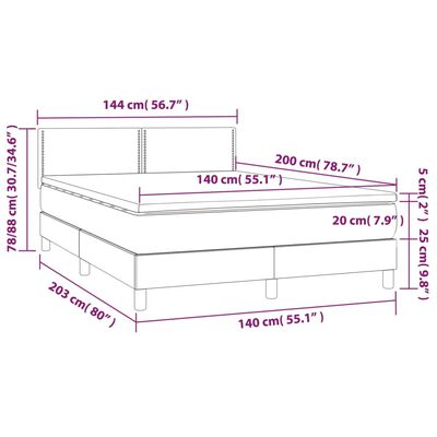 vidaXL Posteľný rám boxspring s matracom čierny 140x200 cm látka