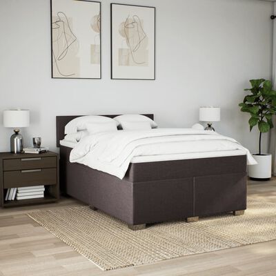 vidaXL Boxspring posteľ s matracom tmavohnedá 140x200 cm látka