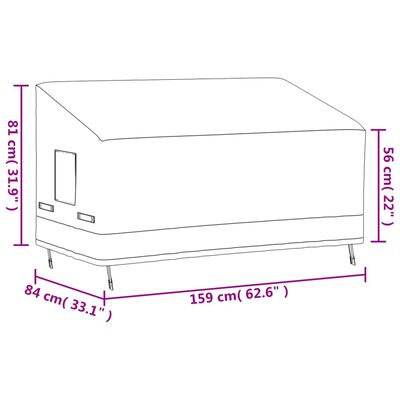 vidaXL Obal na 3-miestnu lavičku, čierny 159x84x56/81 cm, 420D oxford