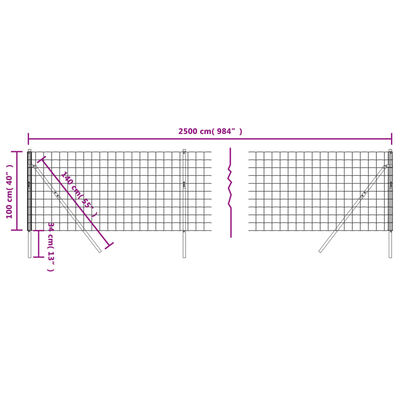 vidaXL Drôtený plot antracitový 1x25 m pozinkovaná oceľ