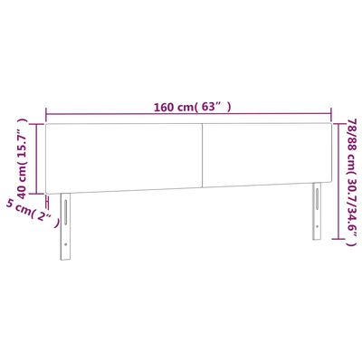 vidaXL Čelo postele s LED bledosivé 160x5x78/88 cm zamat