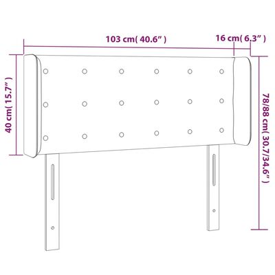 vidaXL Čelo postele s LED tmavomodré 103x16x78/88 cm zamat