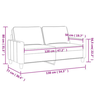 vidaXL 2-miestna pohovka krémová 120 cm zamat