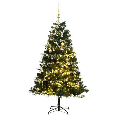 vidaXL Umelý výklopný vianočný stromček 300 LED a sada gúľ 180 cm