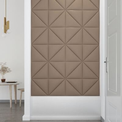 vidaXL Nástenné panely 12 ks kapučínové 30x30 cm umelá koža 0,54 m²