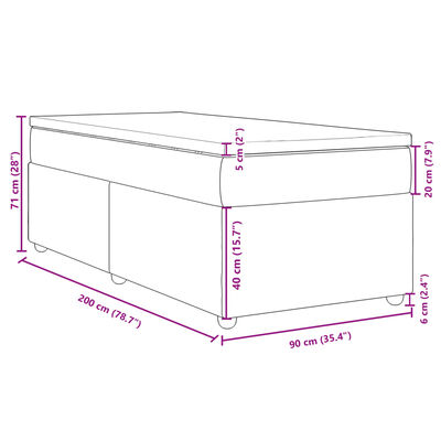 vidaXL Posteľný rám boxspring s matracom modrý 90x200 cm látka