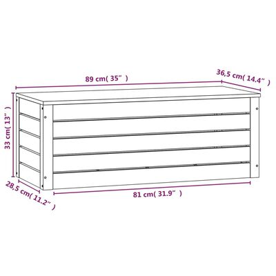 vidaXL Úložný box 89x36,5x33 cm masívna borovica