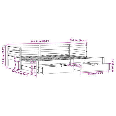 vidaXL Vysúvacia denná posteľ zásuvky biela 80x200 cm masívna borovica