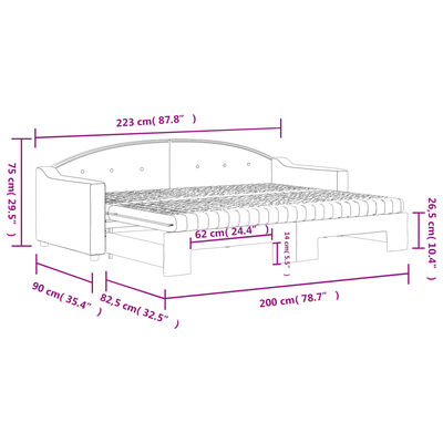 vidaXL Rozkladacia denná posteľ s matracmi tmavosivá 80x200 cm látka