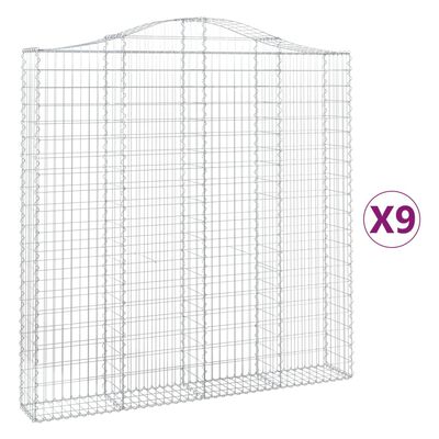 vidaXL Oblúkový gabionový kôš 9 ks 200x30x200/220cm pozinkované železo