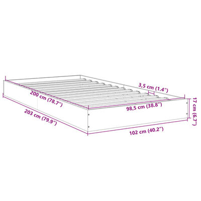 vidaXL Posteľný rám dymový dub 100x200 cm borovicový masív