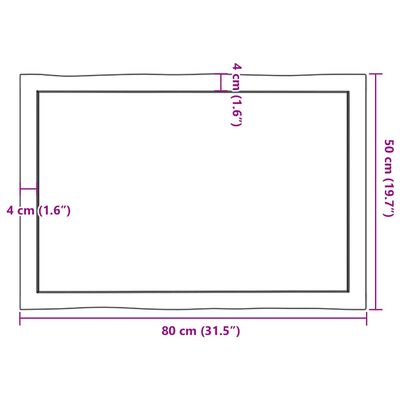 vidaXL Stolová doska 80x50x(2-4) cm neošetrený masív živé hrany