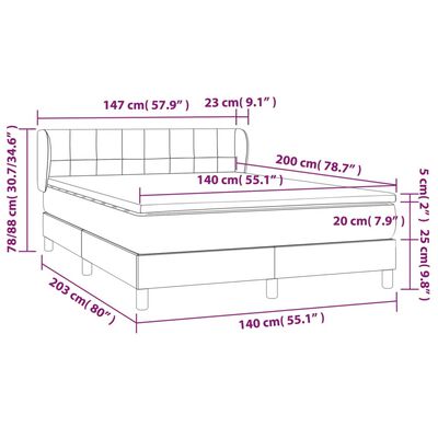 vidaXL Posteľný rám boxspring s matracom čierny 140x200 cm zamat