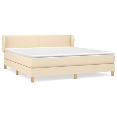 vidaXL Posteľný rám boxspring s matracom krémový 160x200 cm látka