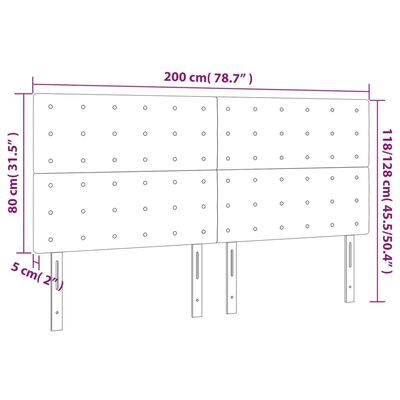 vidaXL Čelá postele 4 ks hnedý 100x5x78/88 cm látka