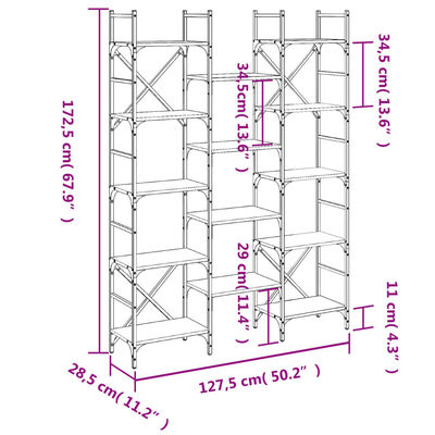 vidaXL Knižnica čierna 127,5x28,5x172,5 cm kompozitné drevo