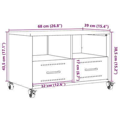 vidaXL TV skrinka antracitová 68x39x43,5 cm oceľ valcovaná za studena